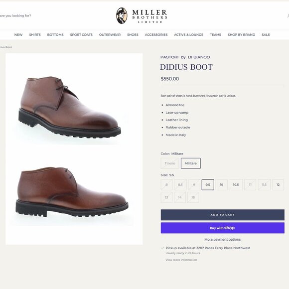 *NIB* $550 Pastori DI BIANCO Didius US 9 M Italian Chukka Whiskey *add $15 Trees main image 11